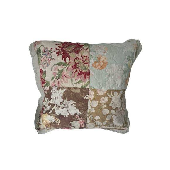 Pottery Barn Carolina Patchwork Floral Linen Blend Euro Quilted Sham Sample. - Picture 1 of 5